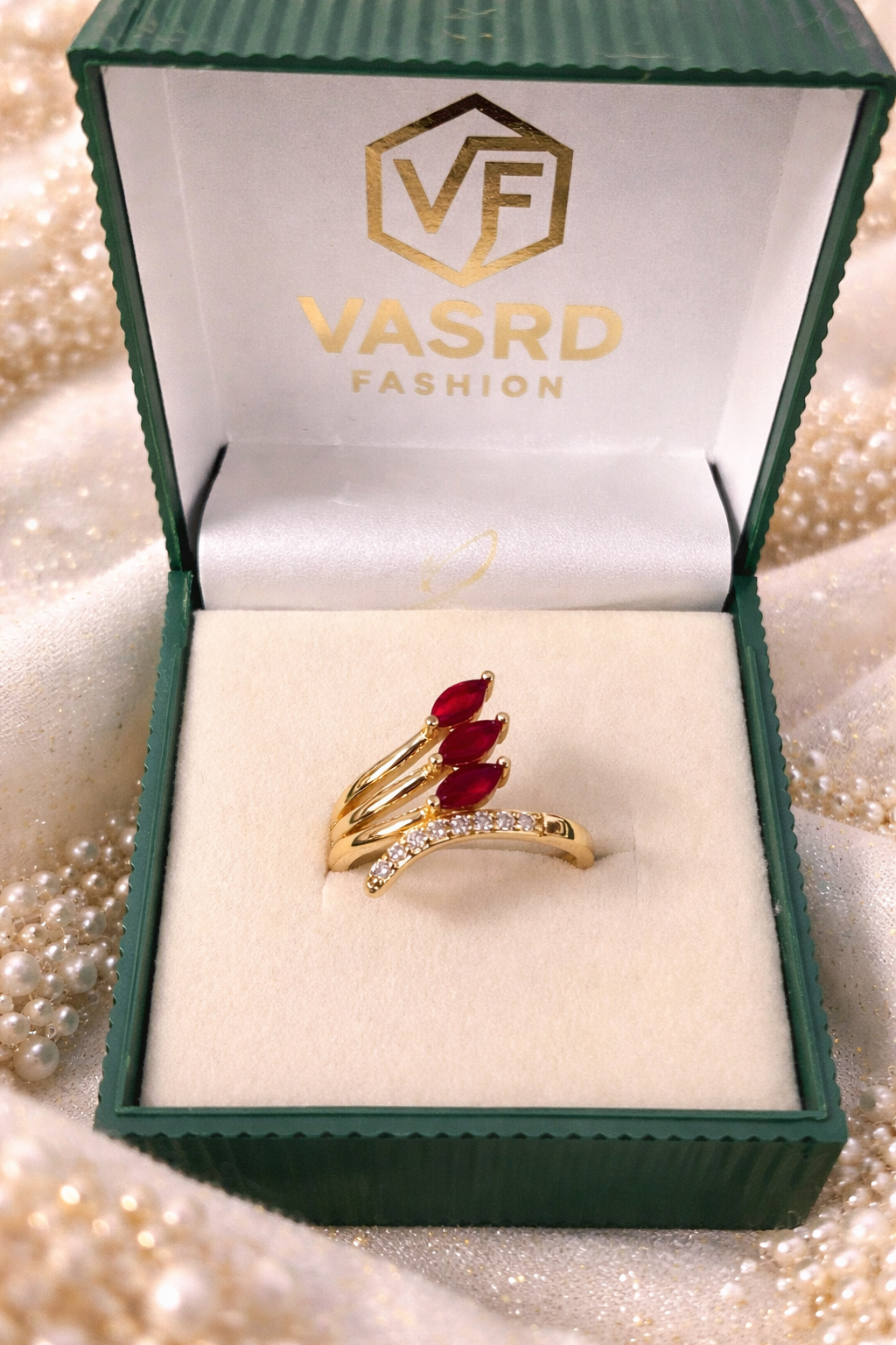 Crimson Leaf Grace Ring