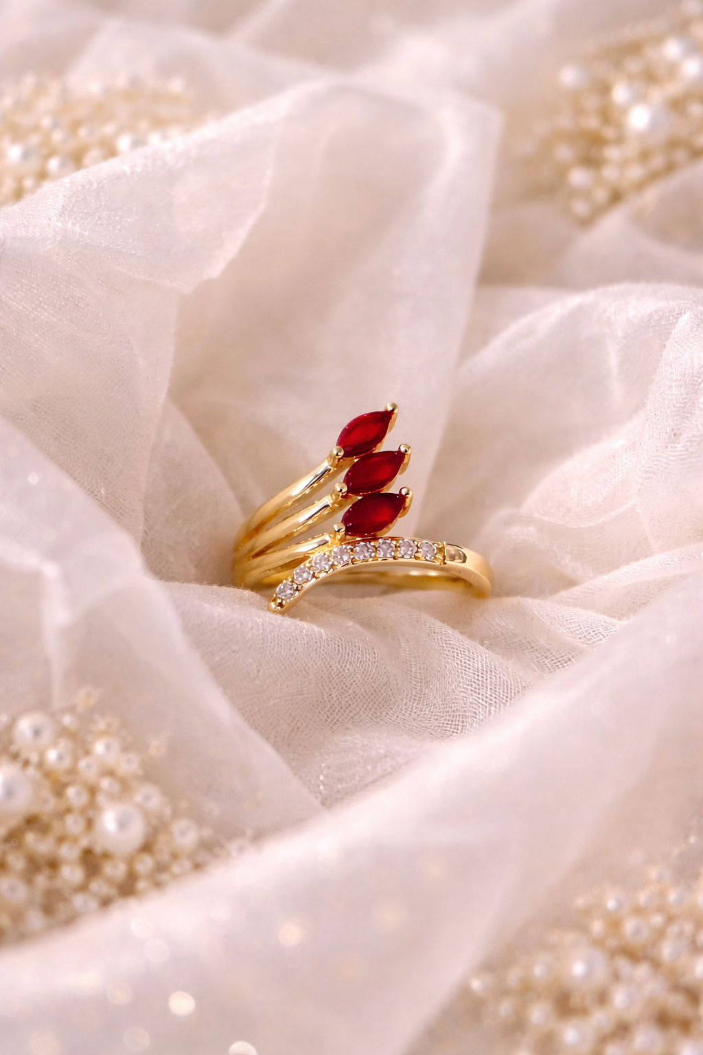 Crimson Leaf Grace Ring