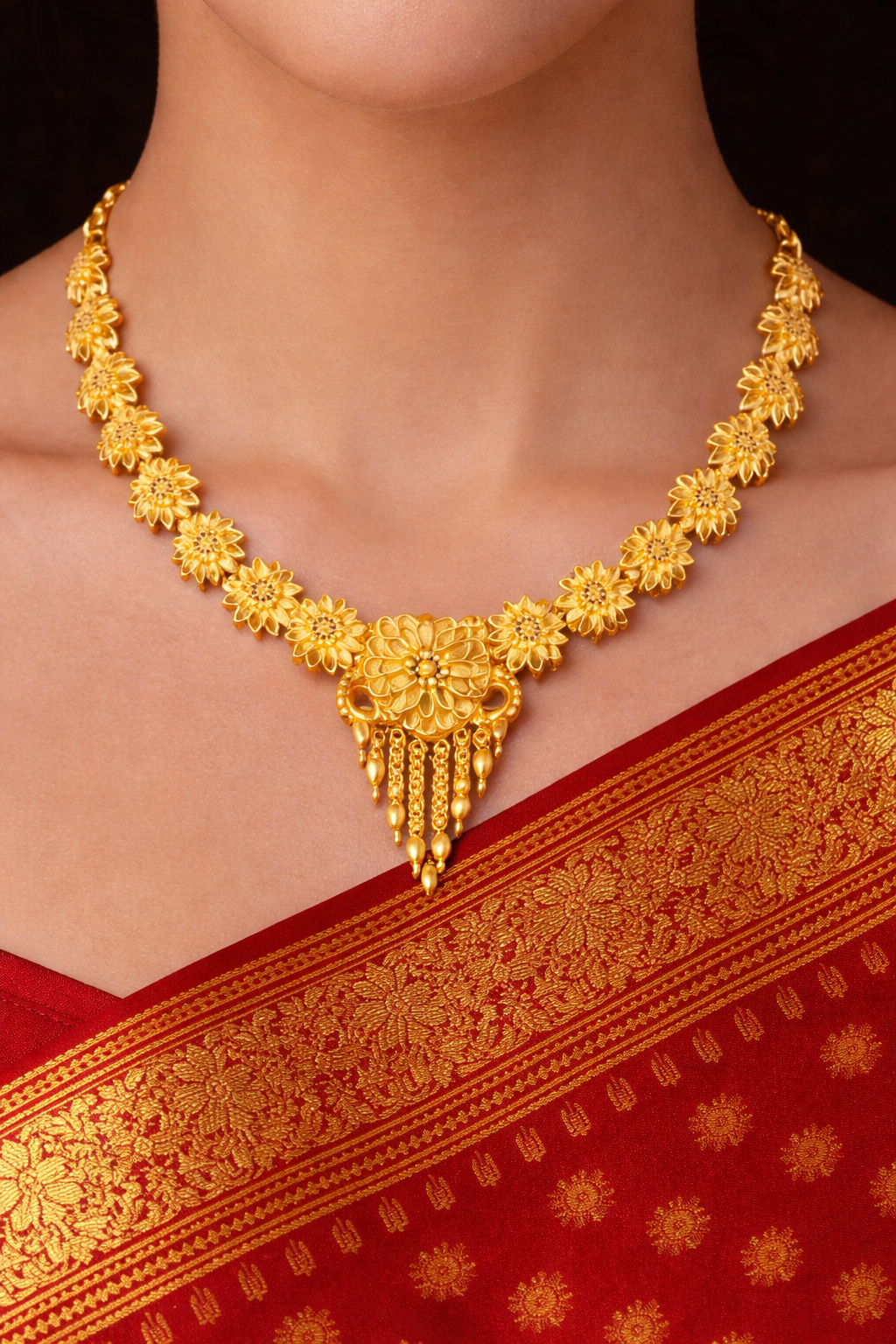 Sacred Floral Temple Gold Necklace