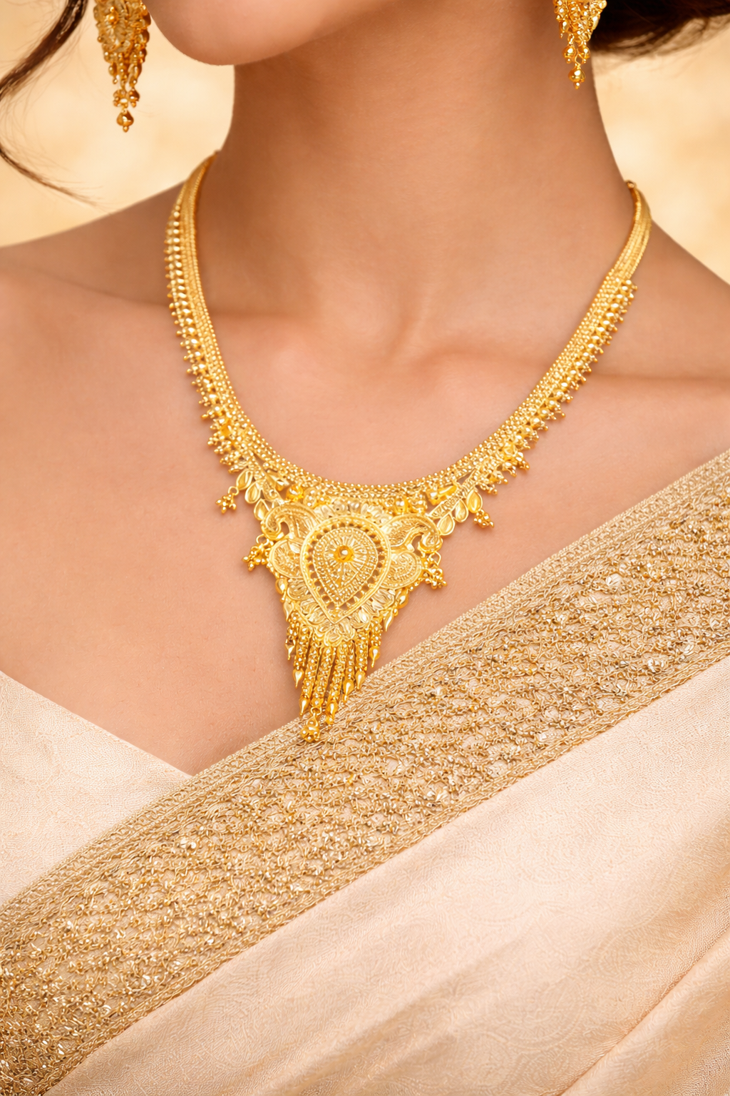 Regal Ethnic Gold Necklace Set for Weddings & Festive Wear
