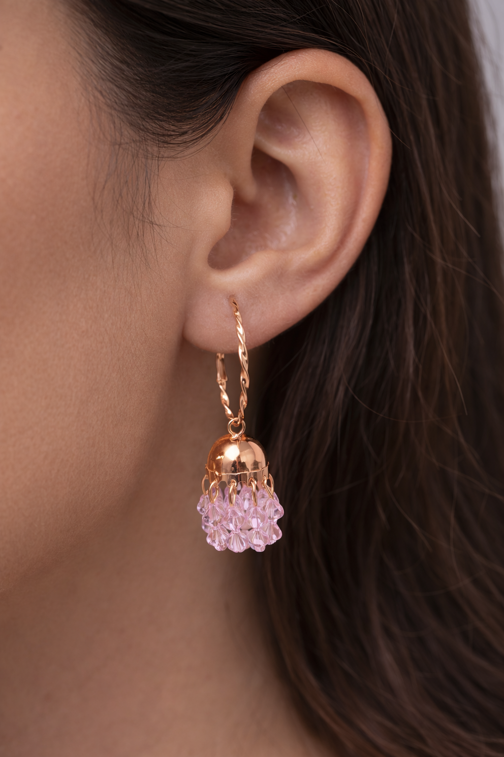 Blush Crystal Rose Gold Drop Earrings
