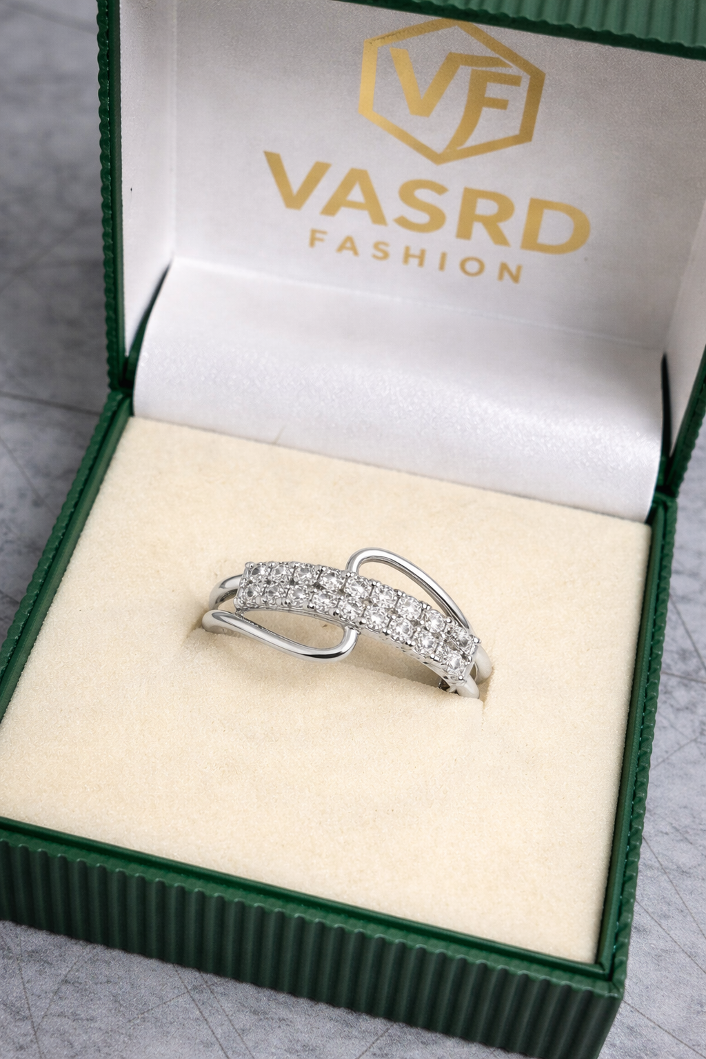 Silver Crystal Designer Ring