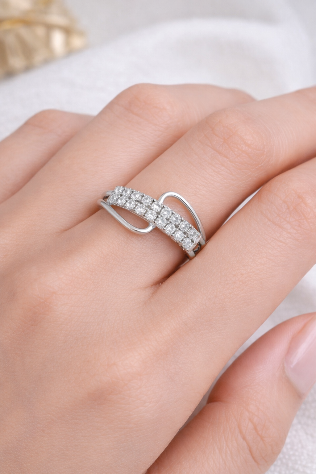 Silver Crystal Designer Ring