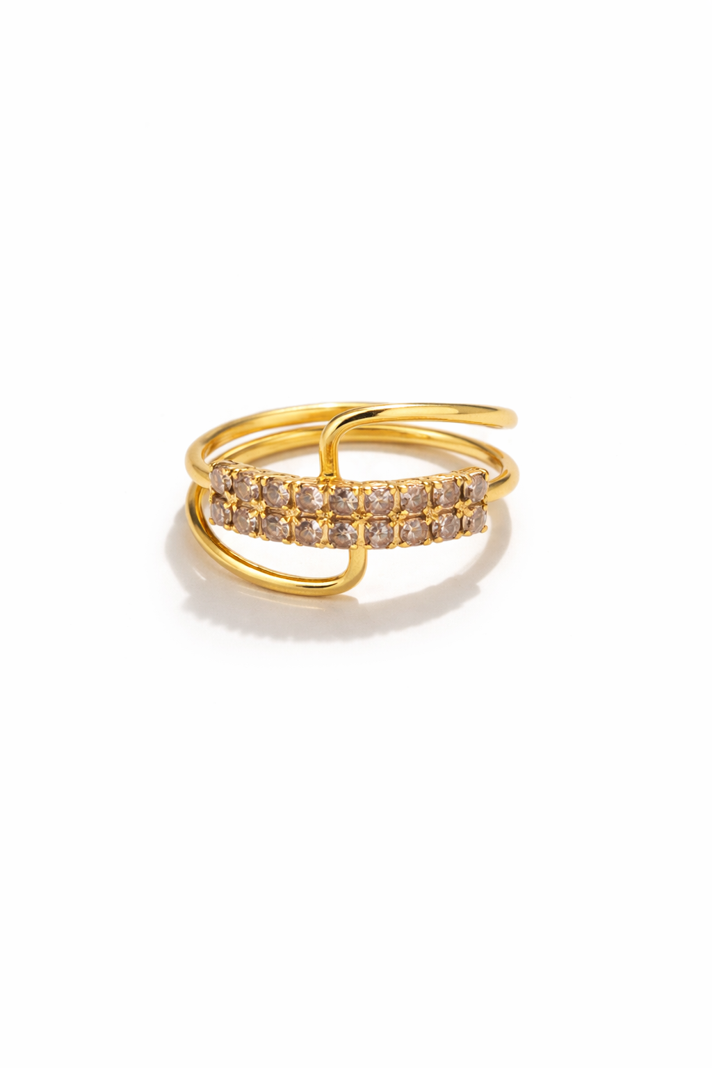 Gold-Plated Crystal Designer Ring