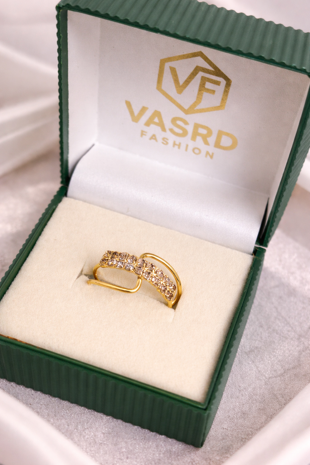 Gold-Plated Crystal Designer Ring