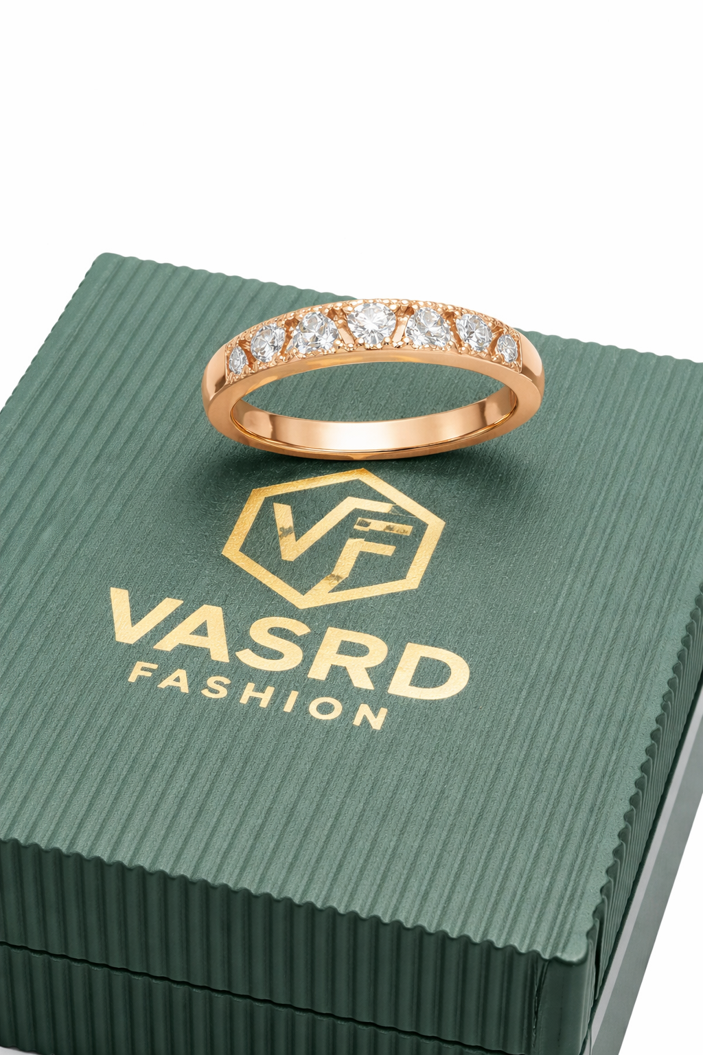 Elegant Rose Gold Crystal Band Ring