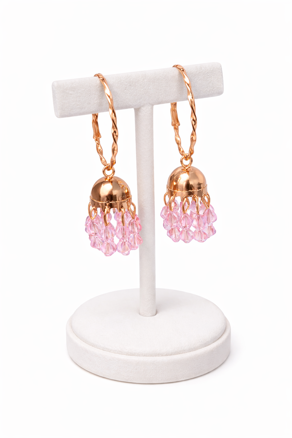 Blush Crystal Rose Gold Drop Earrings