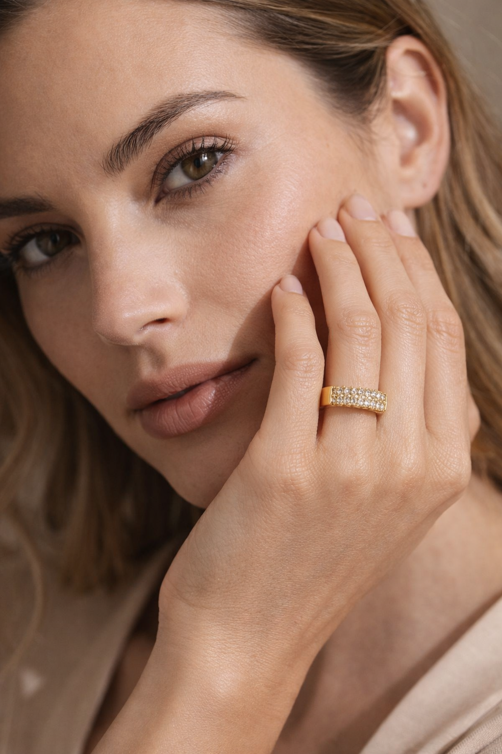 Premium Finish Gold-Plated American Diamond Ring