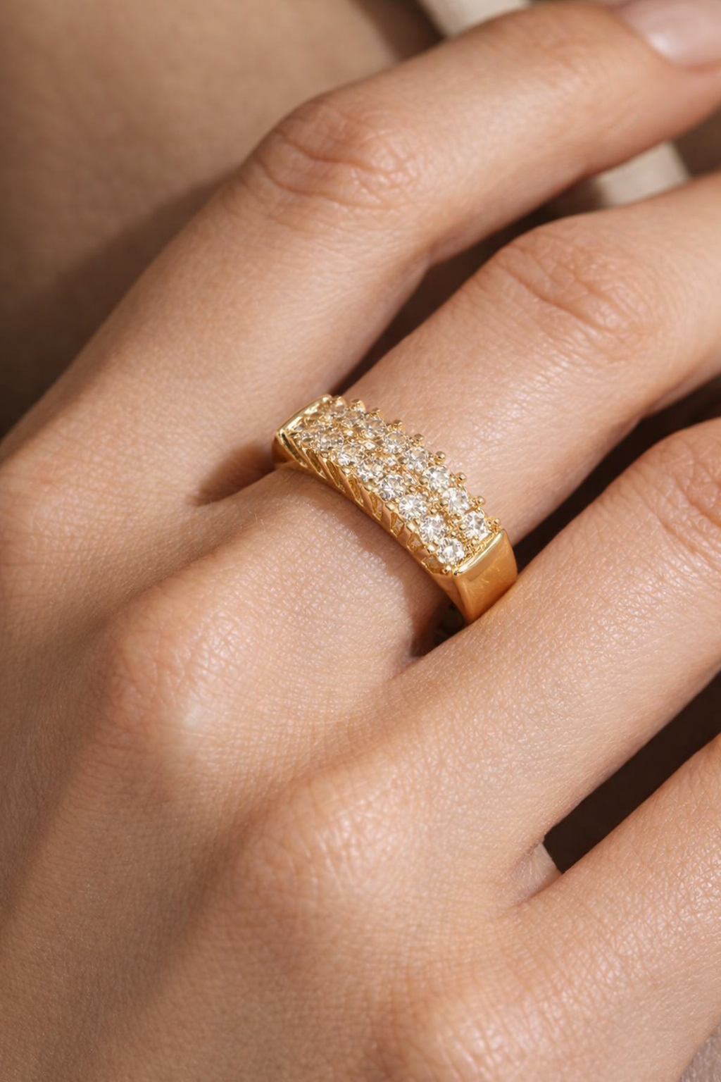 Premium Finish Gold-Plated American Diamond Ring