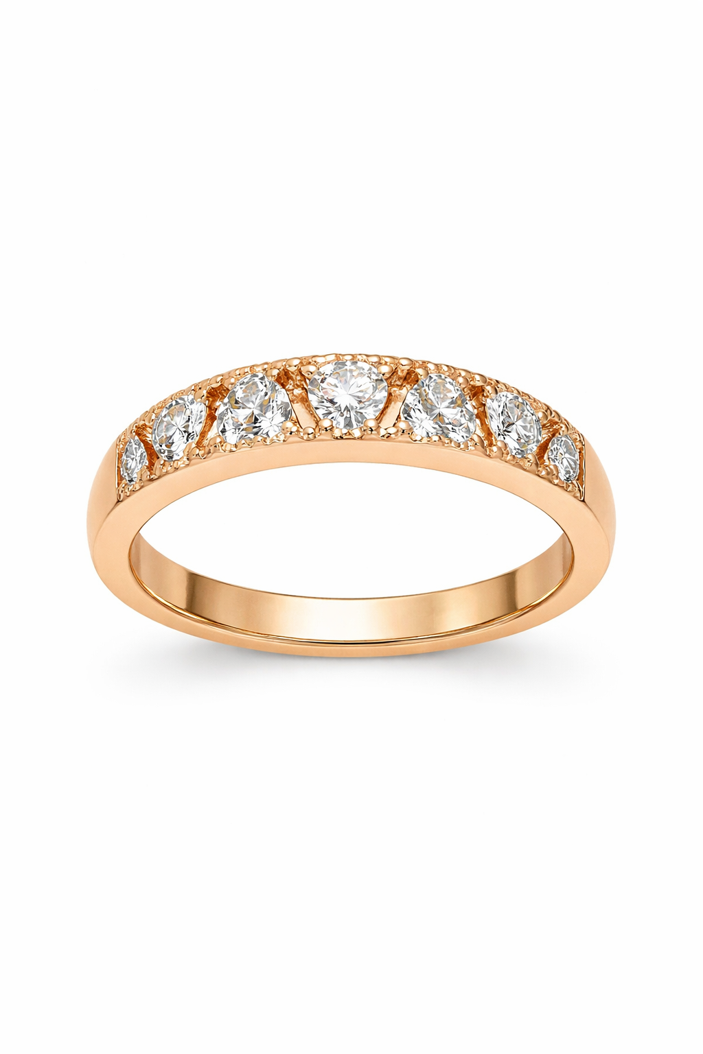Elegant Rose Gold Crystal Band Ring