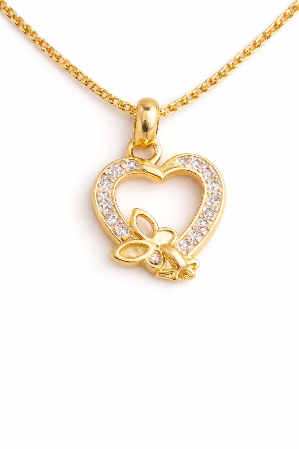Golden Fortune Clover Pendant Necklace