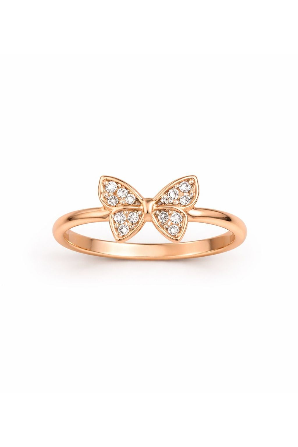 Rose Gold Butterfly Crystal Ring