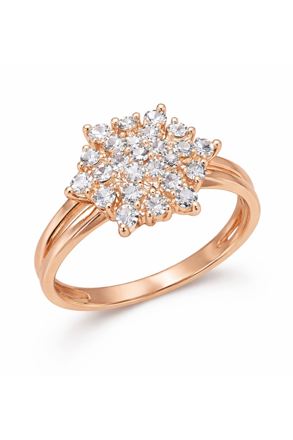 Rose Gold Floral Cluster Diamond Ring
