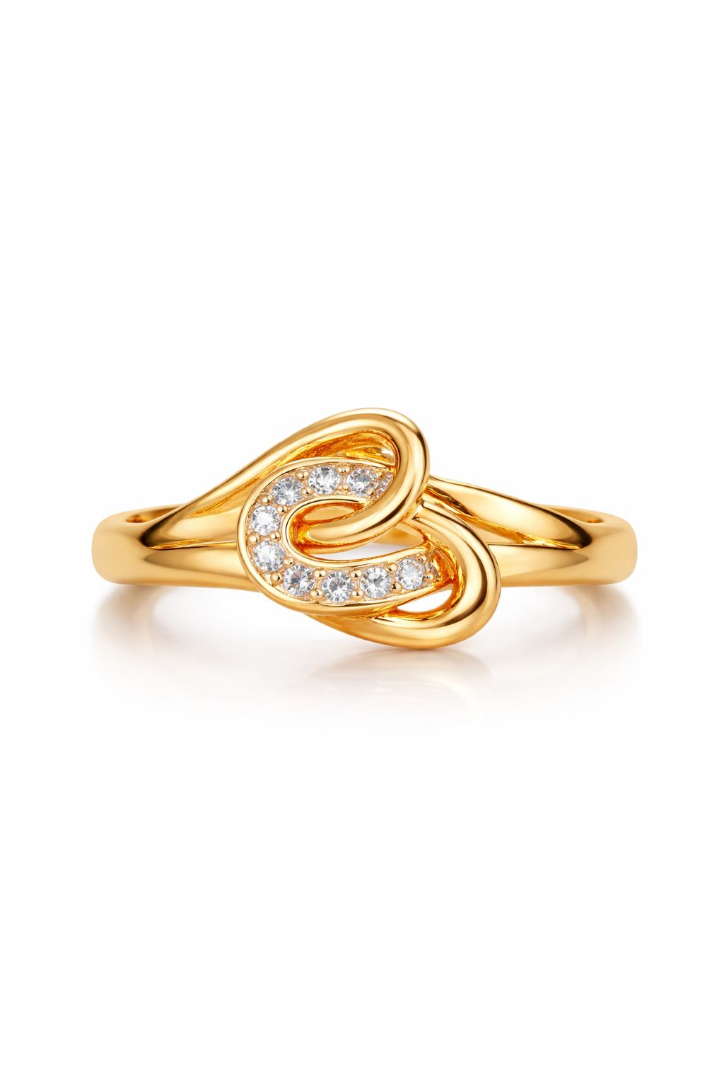 Heart Knot Gold Plated CZ Ring