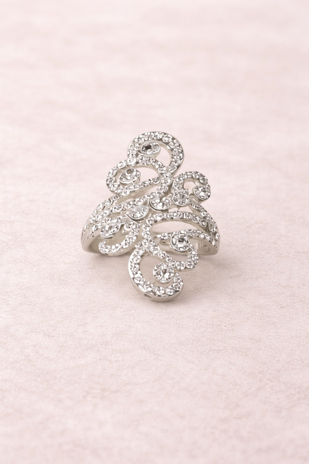 Crystal Swirl Statement Ring