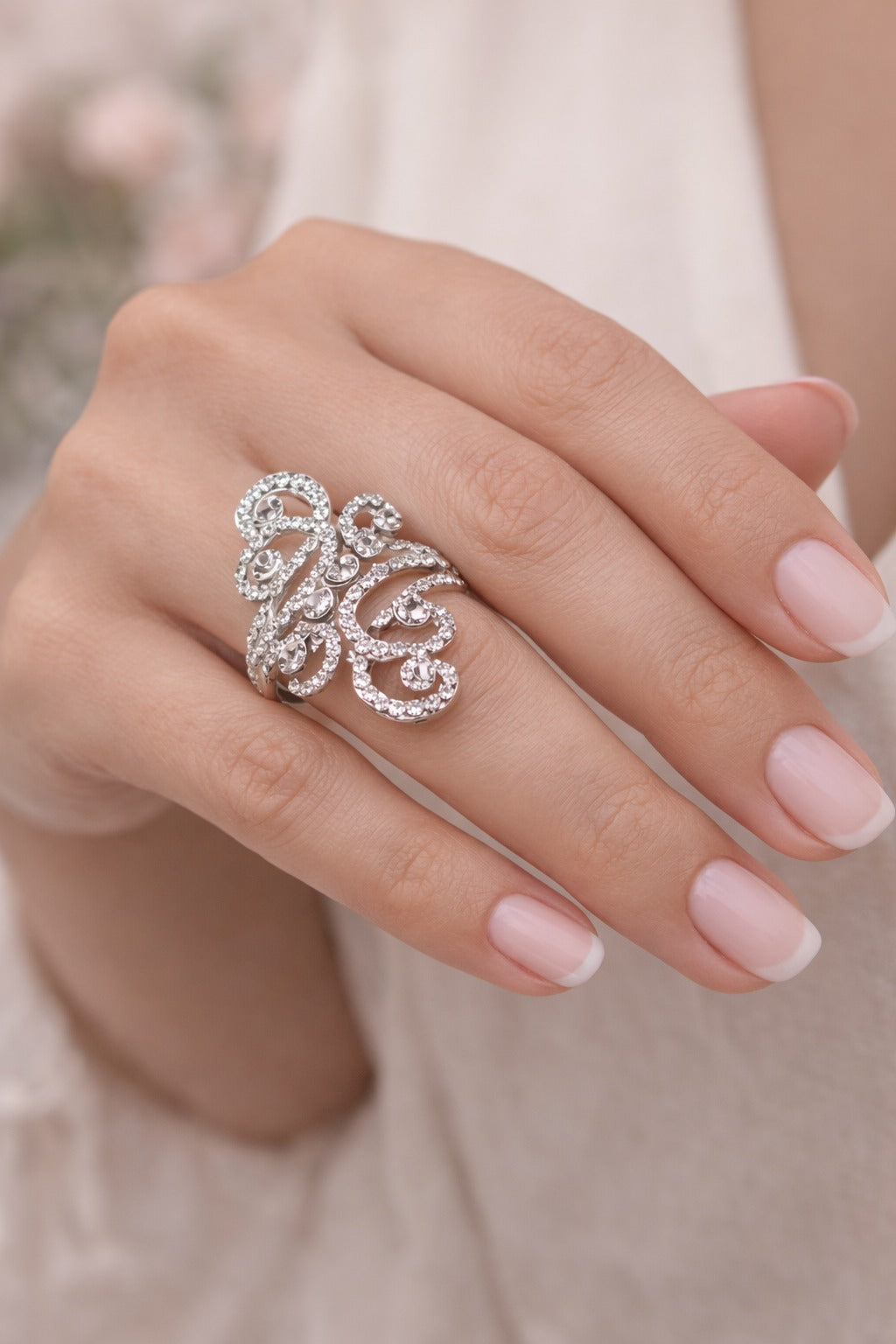 Crystal Swirl Statement Ring