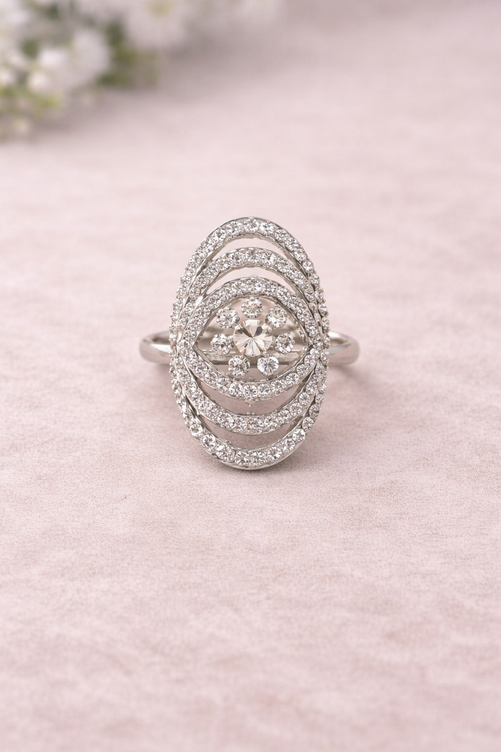 Diamond Oval Statement Ring