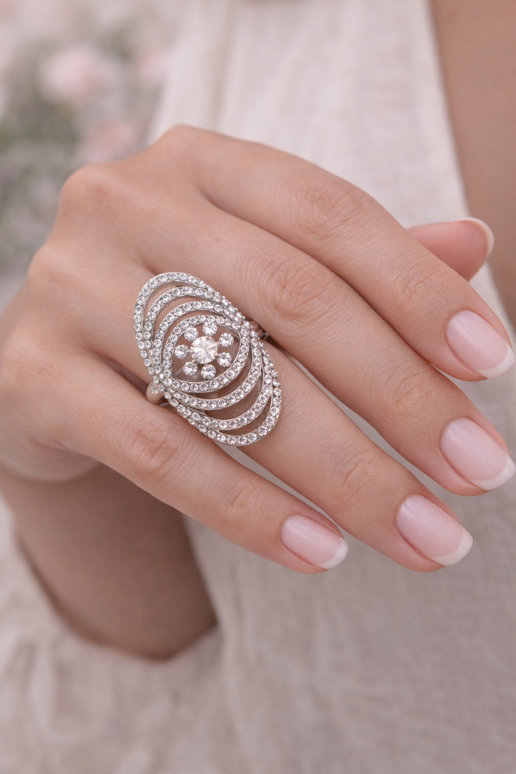 Diamond Oval Statement Ring