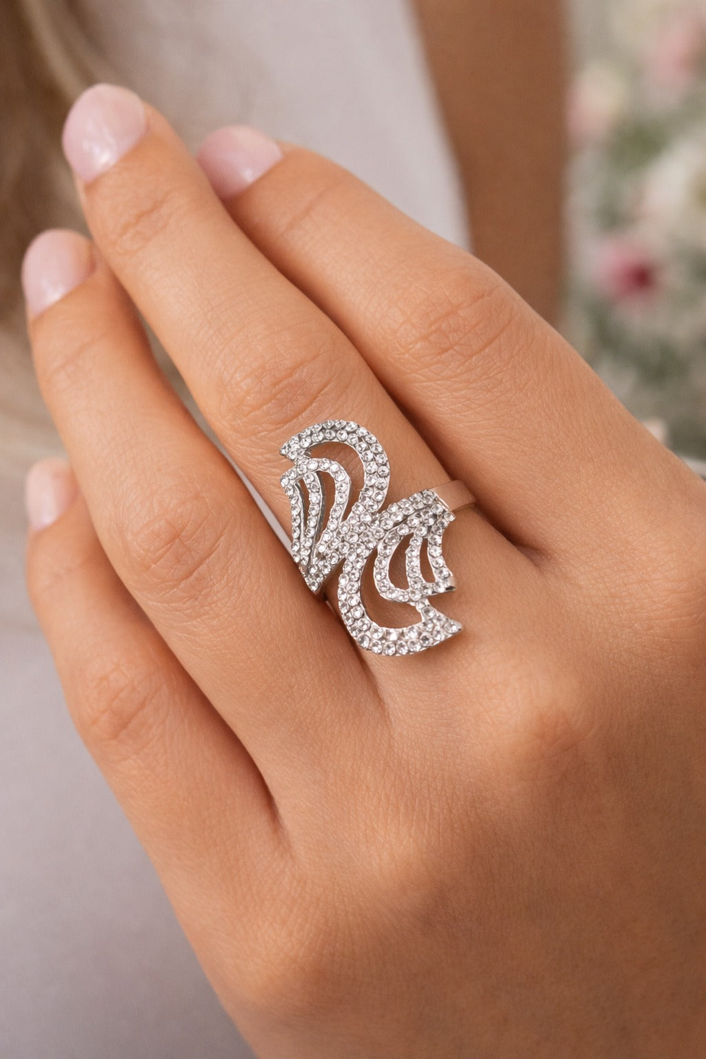 Crystal Swirl Designer Ring