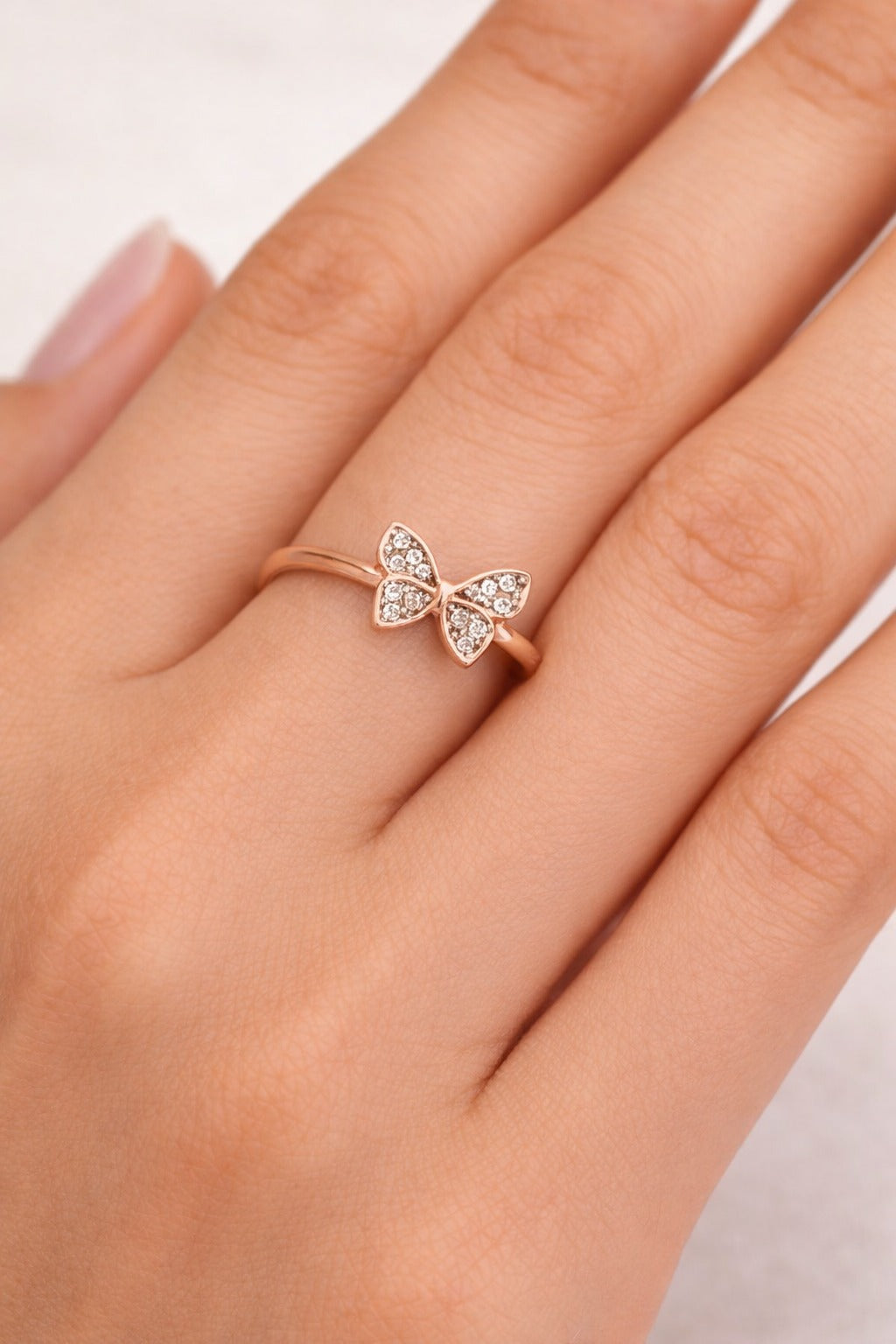 Rose Gold Butterfly Crystal Ring