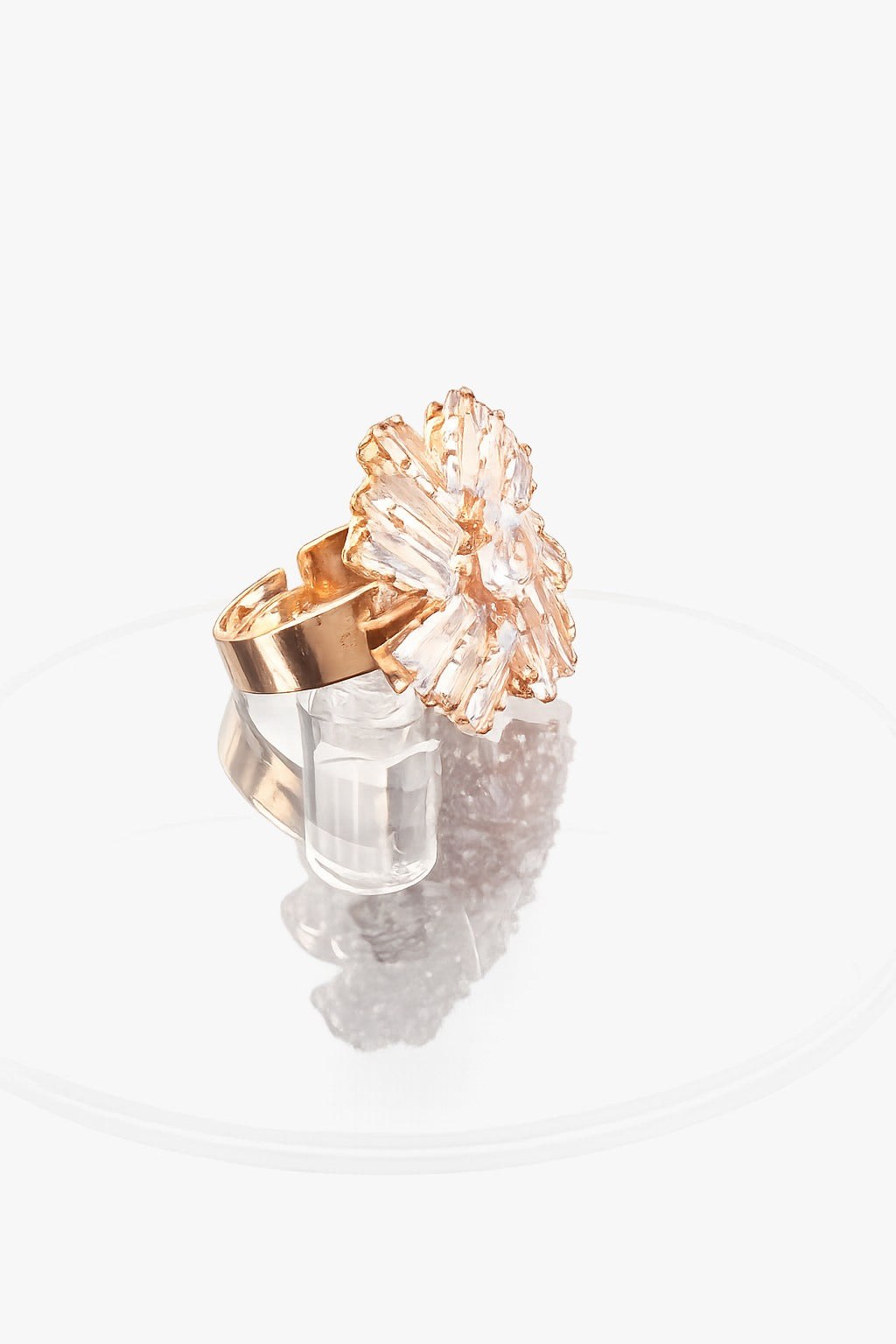 Rose Gold Crystal Bloom Statement Ring