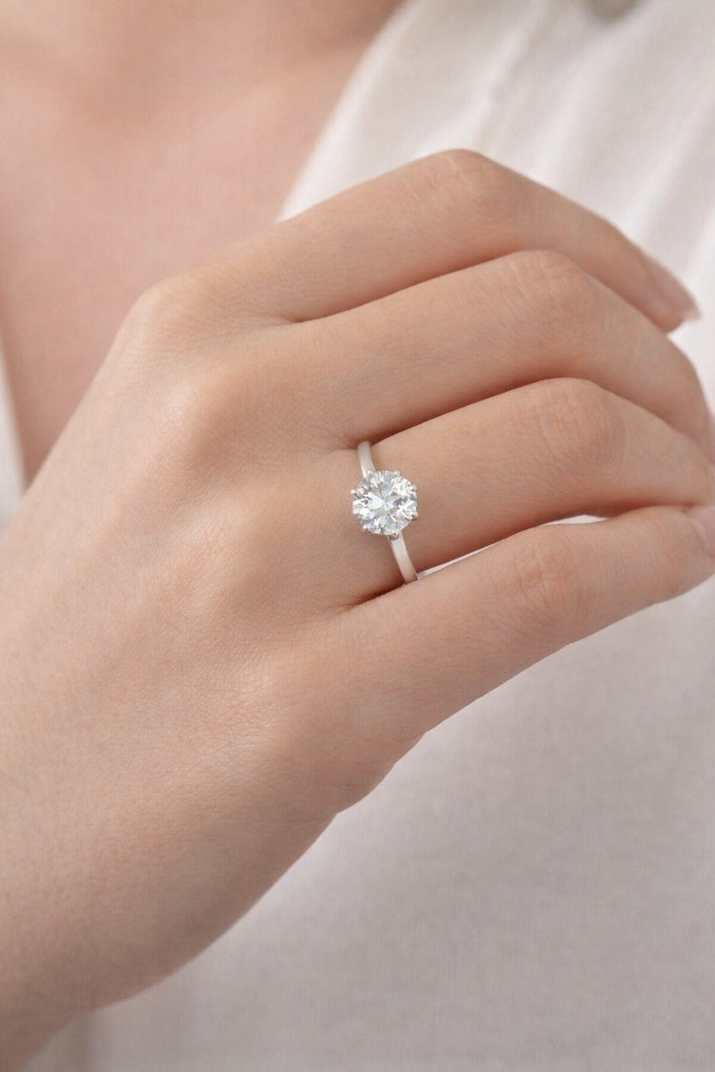 Silver Solitaire Diamond Ring