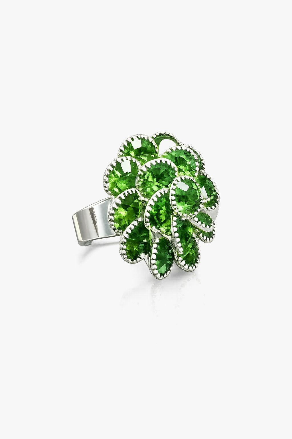 Emerald Bloom Crystal Ring