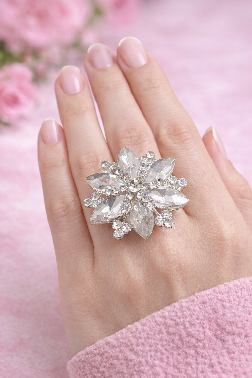 Crystal Bloom Statement Ring