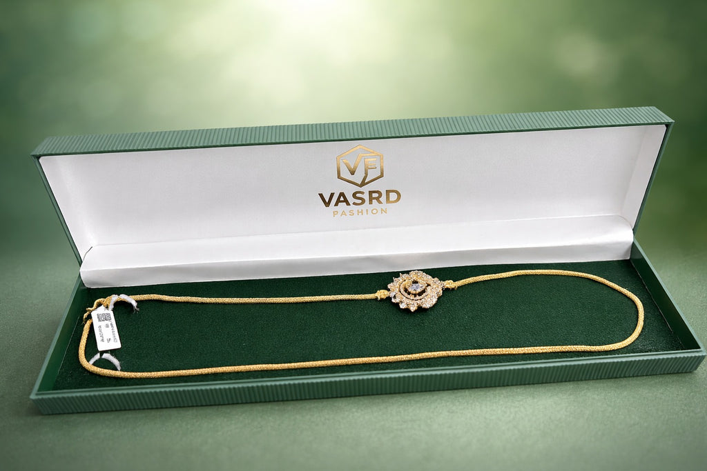 Royal Side Pendant Gold-Finish Necklace | Designer Traditional Jewellery