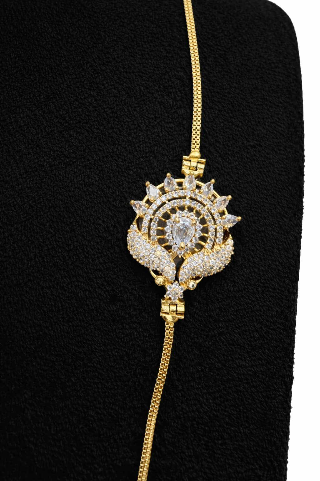 Royal Side Pendant Gold-Finish Necklace | Designer Traditional Jewellery