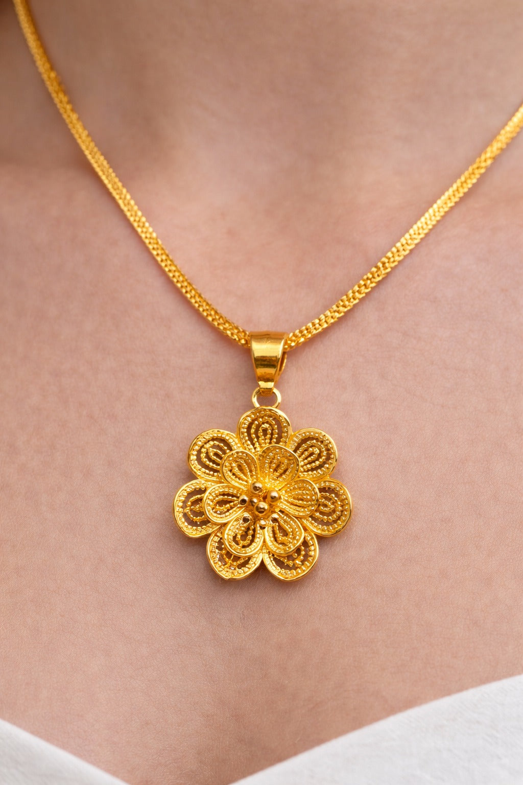 Elegant Floral Gold-Finish Pendant Necklace | Traditional Designer Jewellery