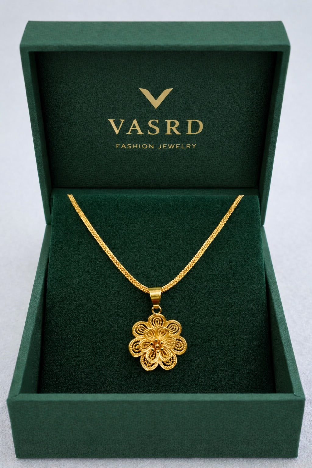 Elegant Floral Gold-Finish Pendant Necklace | Traditional Designer Jewellery