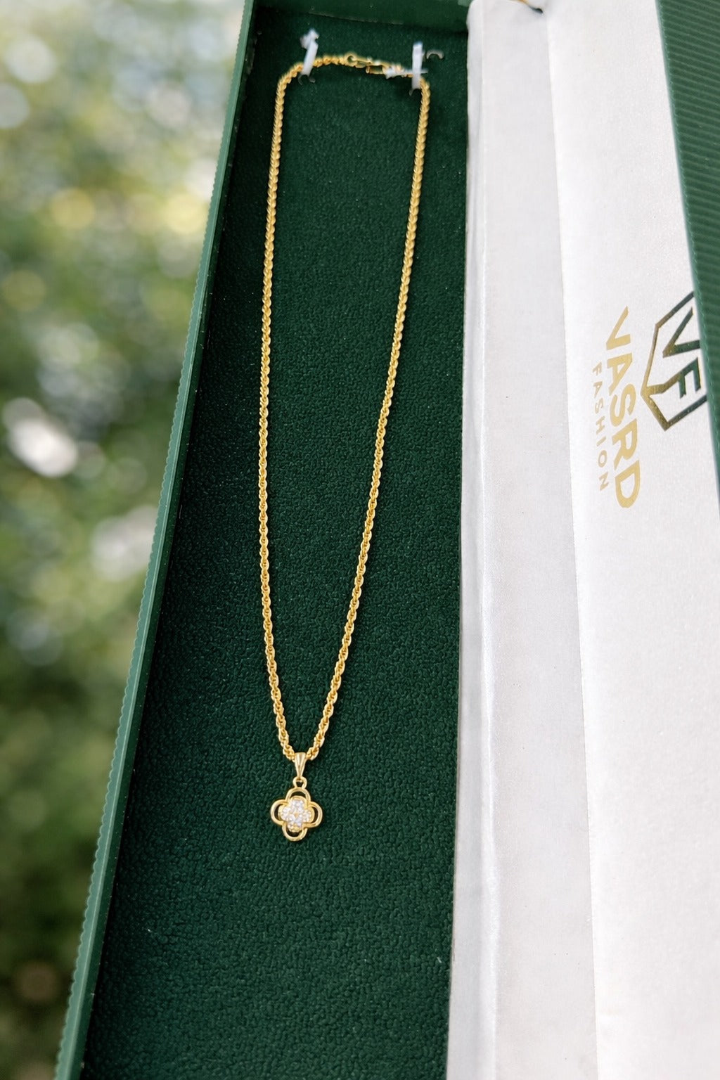 Minimal Floral Crystal Pendant Gold-Finish Necklace | Elegant Daily Wear Jewellery