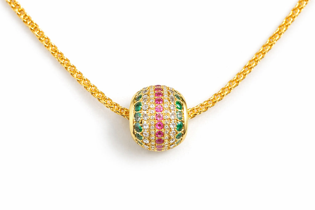 Multicolour Stone Barrel Pendant Necklace