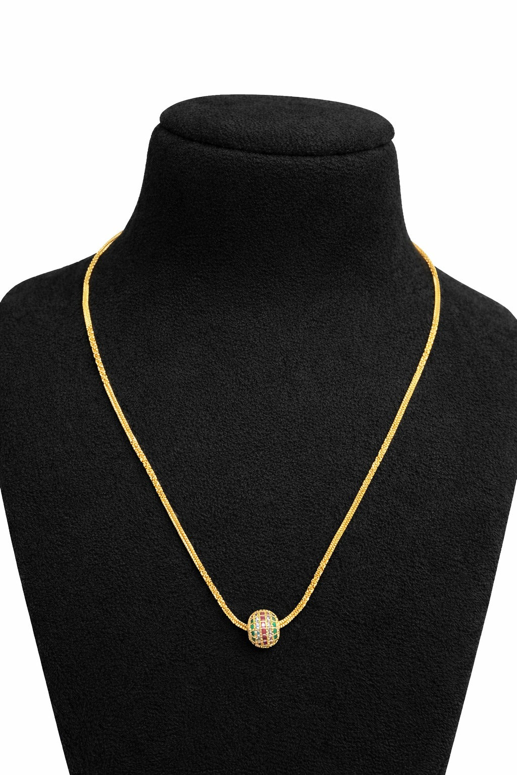 Multicolour Stone Barrel Pendant Necklace