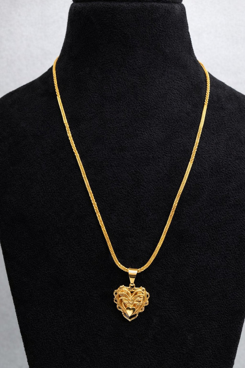 Elegant Heart Motif Gold-Finish Pendant Necklace | Traditional Designer Jewellery