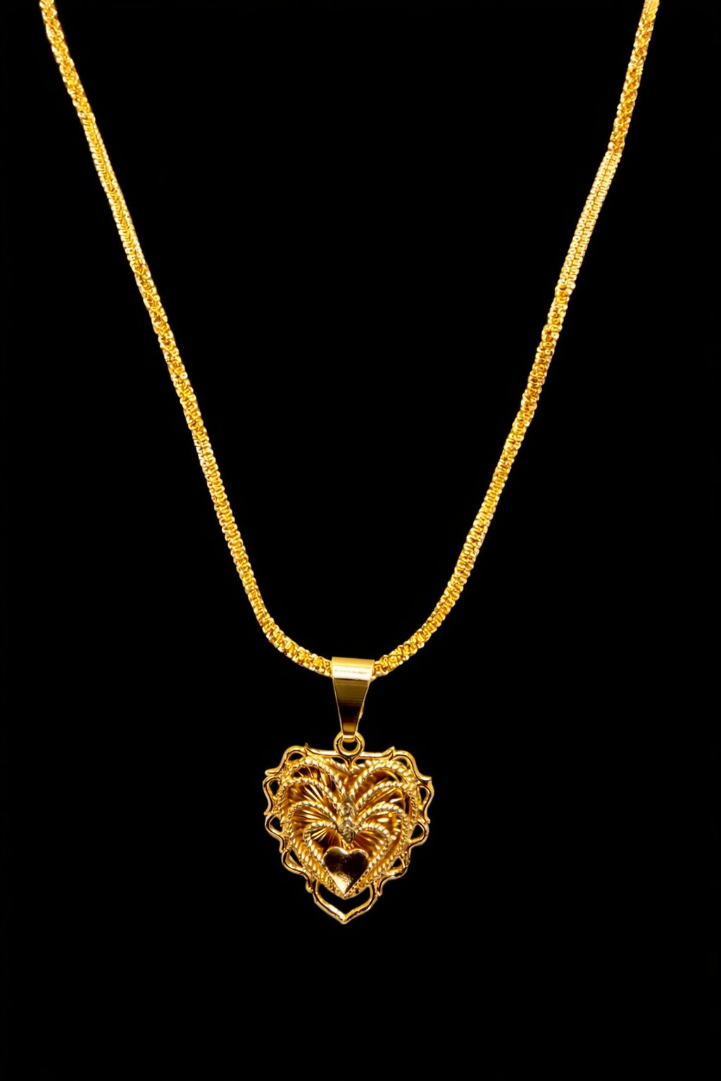 Elegant Heart Motif Gold-Finish Pendant Necklace | Traditional Designer Jewellery