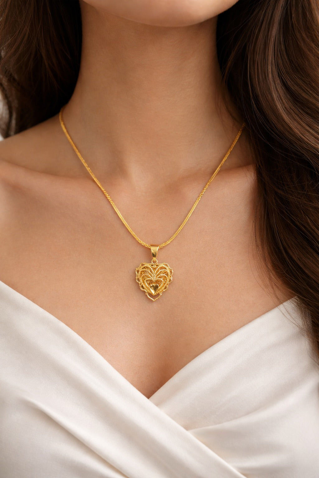 Elegant Heart Motif Gold-Finish Pendant Necklace | Traditional Designer Jewellery