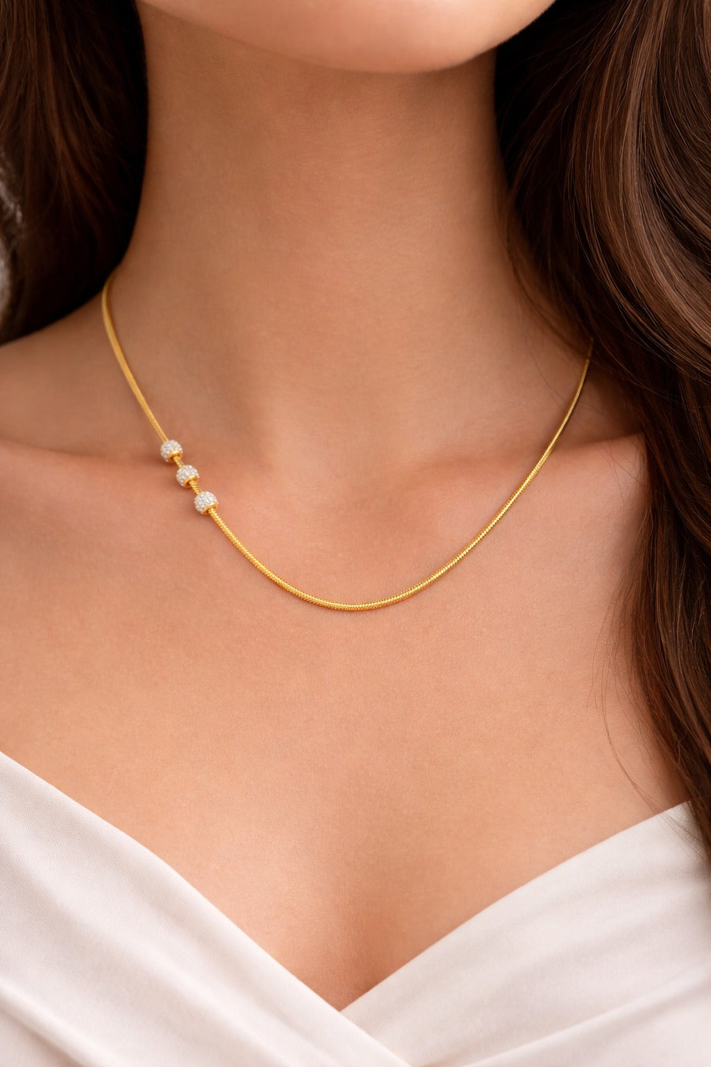 Minimal Gold-Finish Beaded Necklace | Elegant Daily Wear Chain