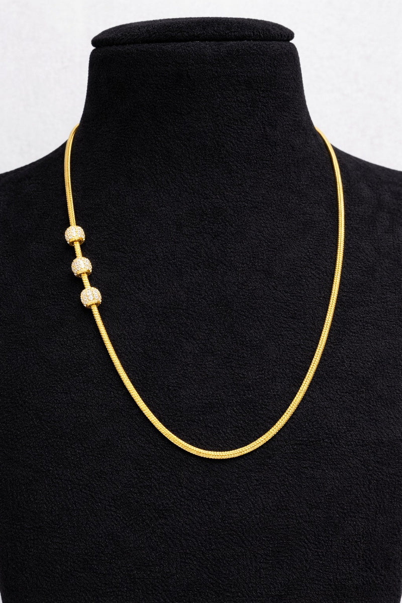 Minimal Gold-Finish Beaded Necklace | Elegant Daily Wear Chain