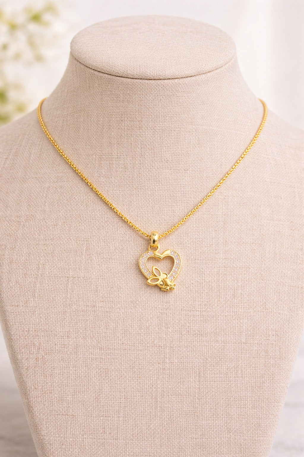 Golden Fortune Clover Pendant Necklace