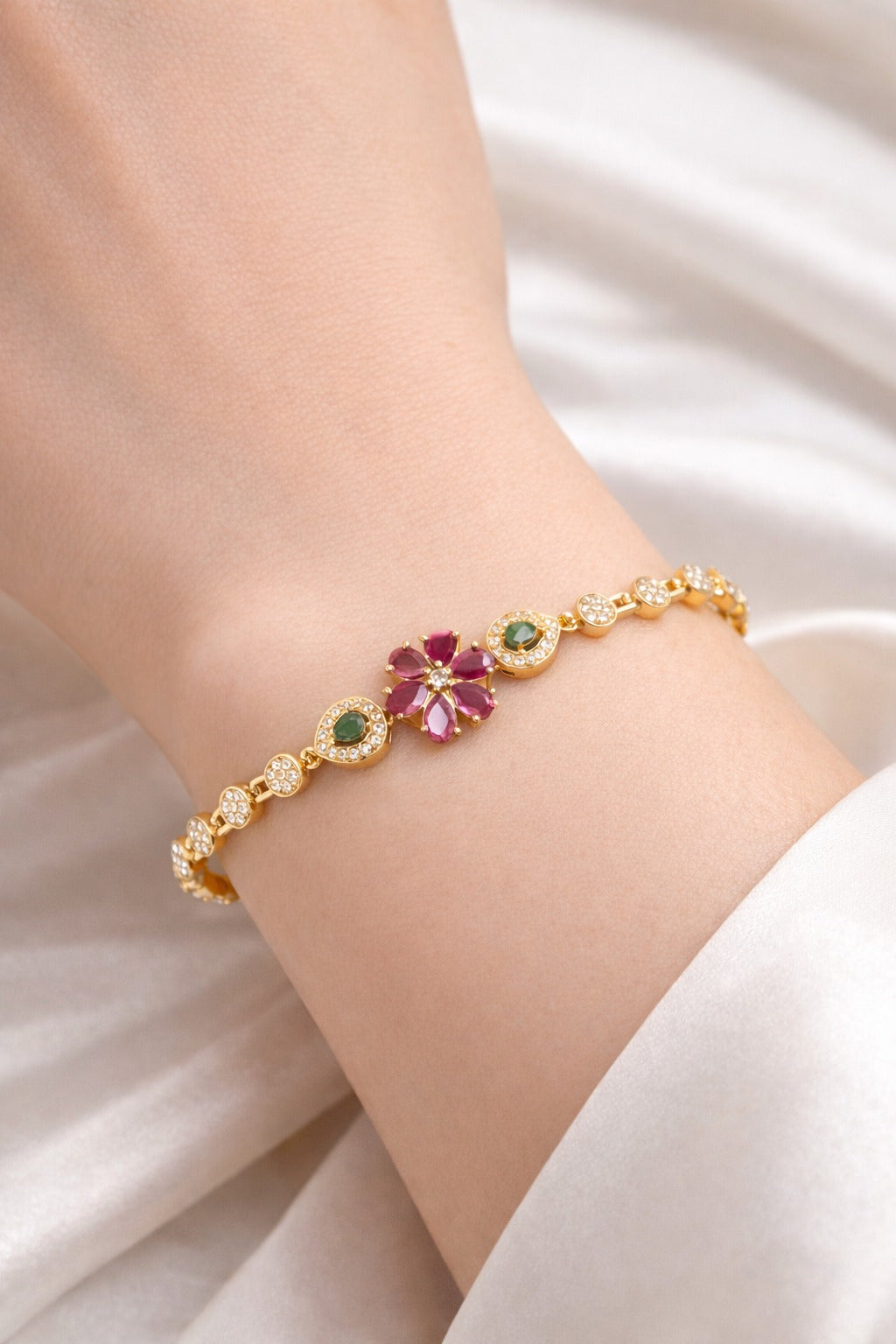 Ruby Flower Luxe Bracelet