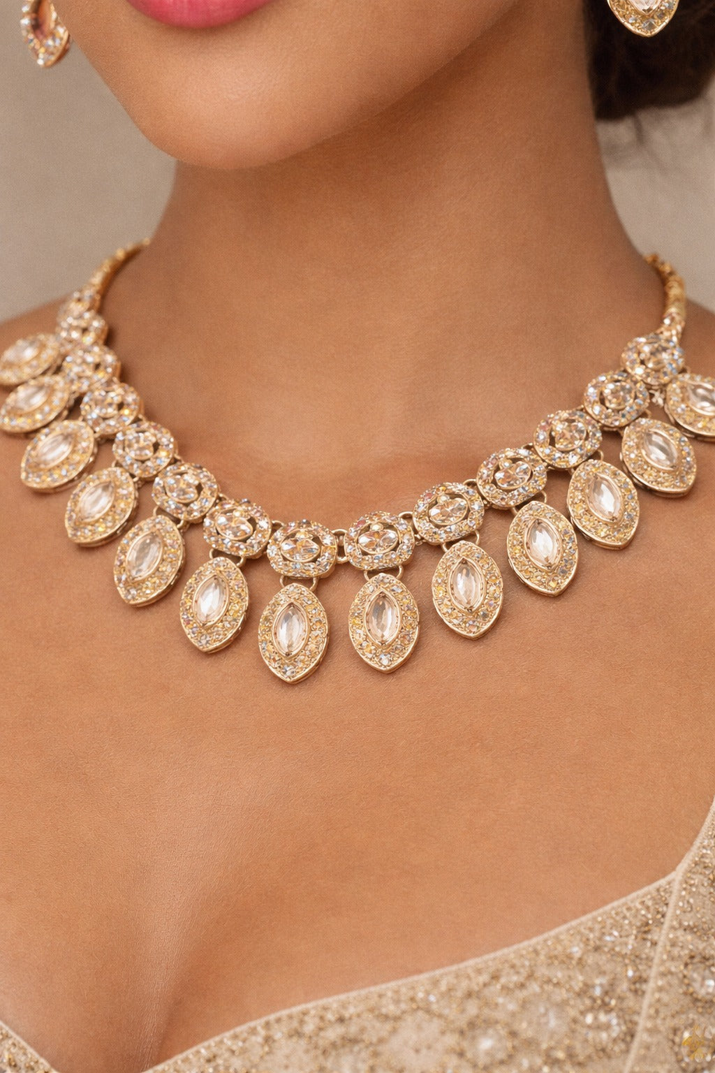 Royal Kundan Pearl Drop Necklace Set with Matching Earrings & Maang Tikka