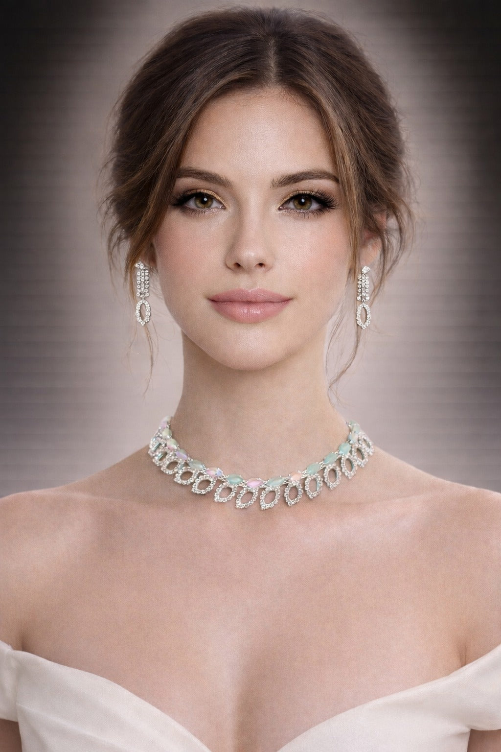 Pastel Elegance Teardrop Diamond Choker Necklace