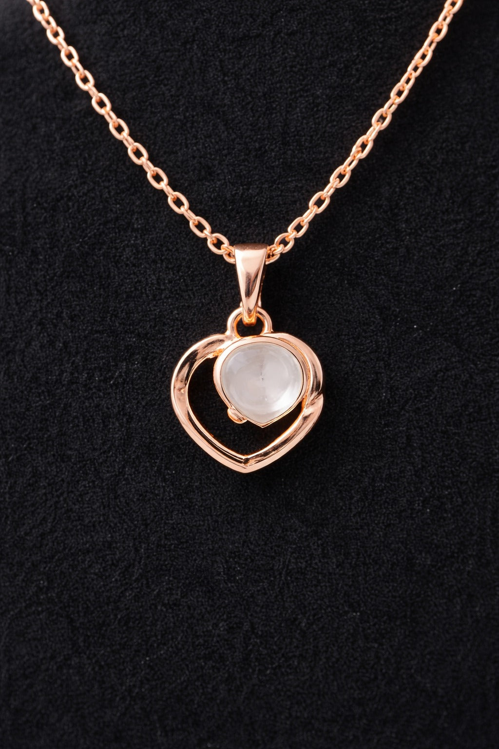 Rose Gold Heart Pearl Pendant  Set with Matching Stud Earring