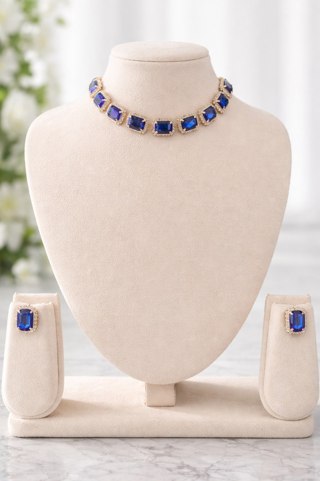 Royal Sapphire Elegance Necklace & Earrings Set
