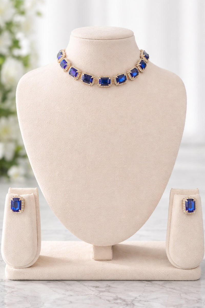 Royal Sapphire Elegance Necklace & Earrings Set