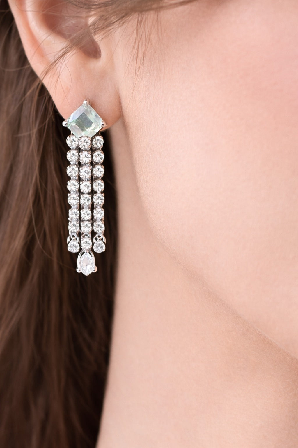 Elegant Crystal Leaf Choker Necklace Set with Matching Drop Earrings