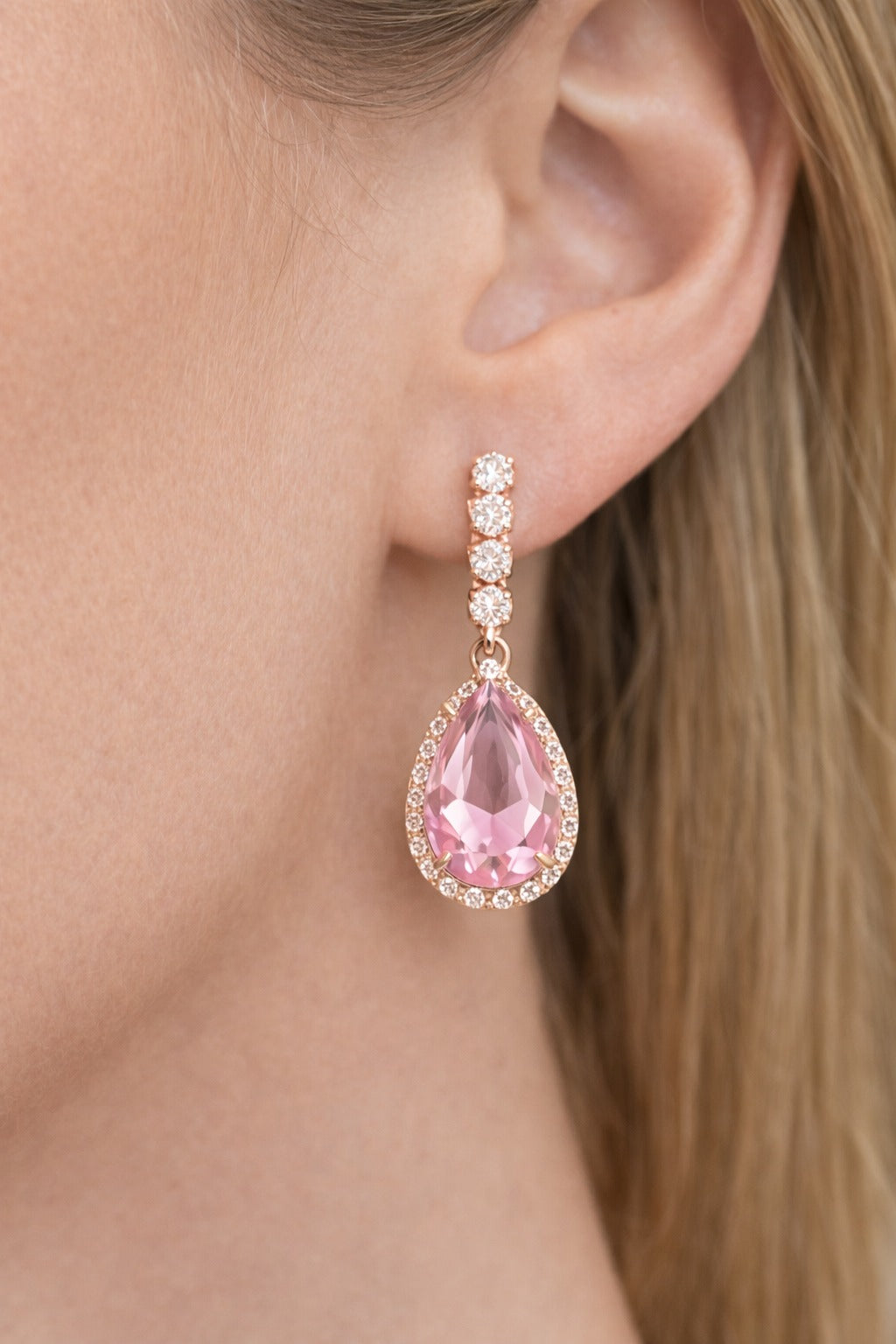 Blush Radiance Teardrop Necklace & Earring Set
