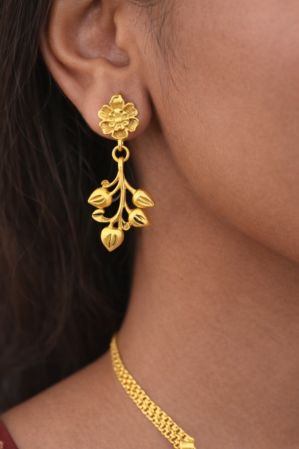 Heritage Bloom Jhumka Gold Necklace Set